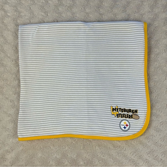 Pittsburgh Steelers Football Baby Blanket Golden Yellow Gray White